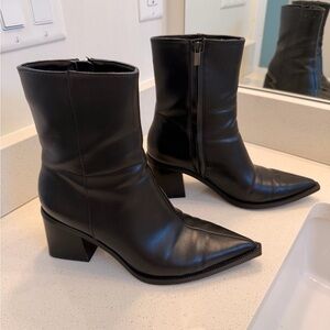 Zara Black Leather Ankle Boots